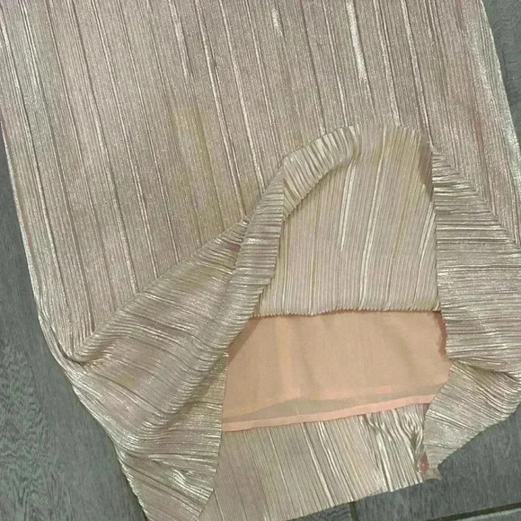Boutique Blush Rose Metallic Pleated Mini Dress Size medium - Picture 3 of 4